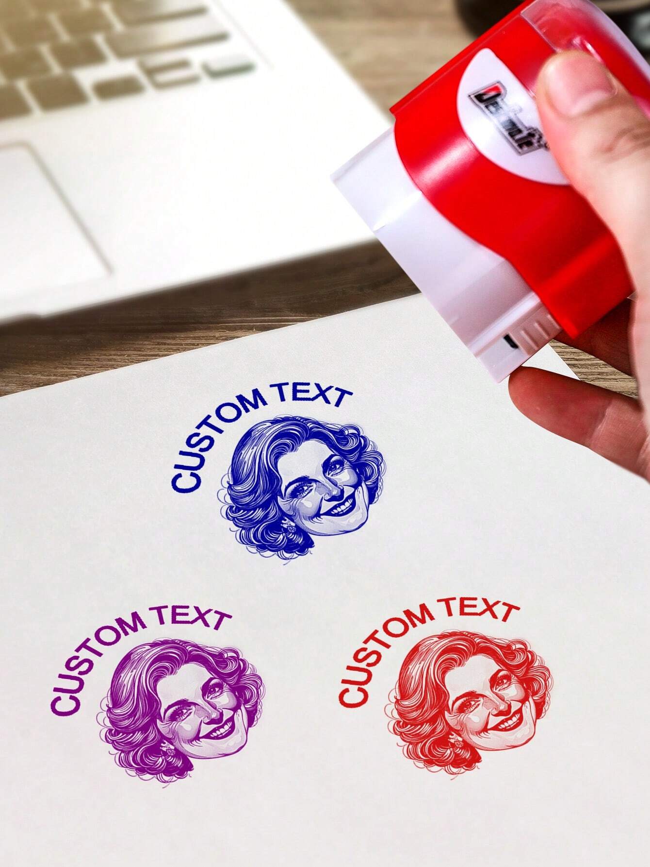 Self Inking Face & Logo Stamp By StampMyBrand®