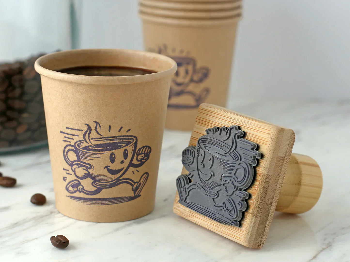 Wooden Rubber Face & Logo Stamp By StampMyBrand®