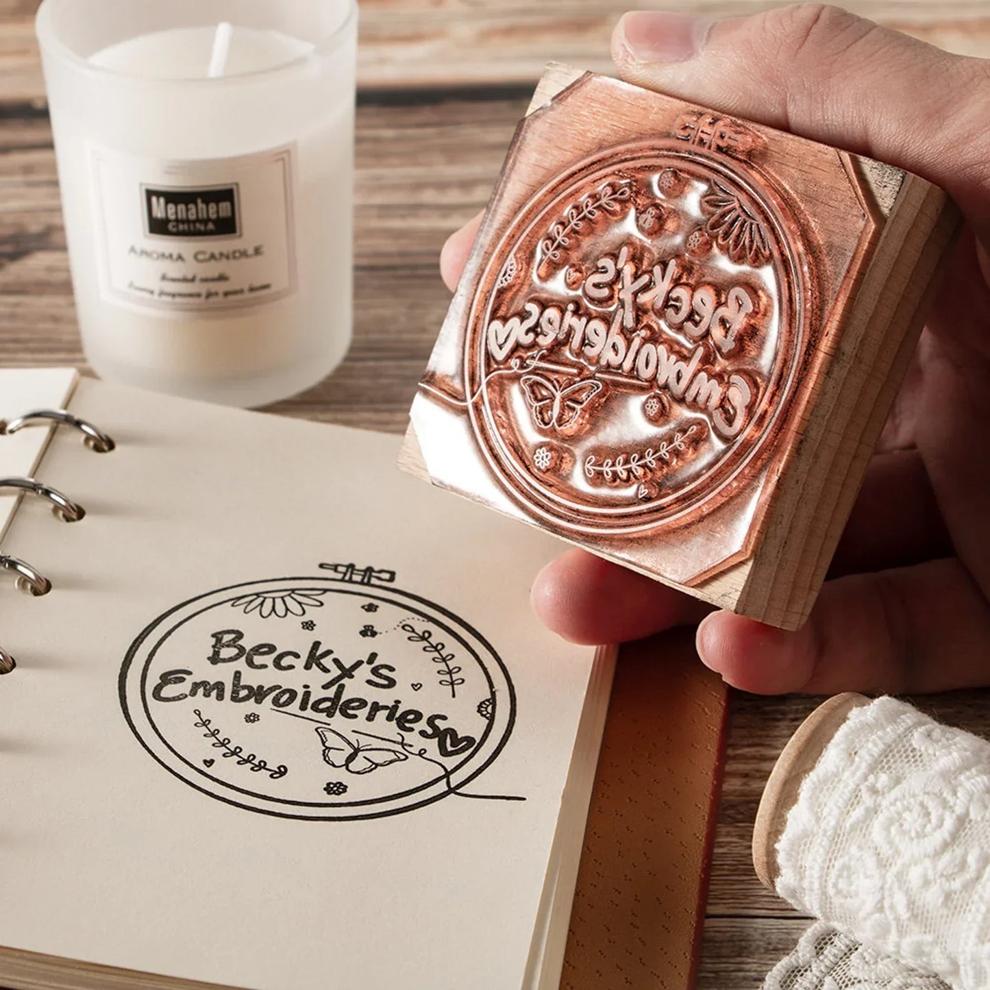 Wooden Rubber Face & Logo Stamp By StampMyBrand®