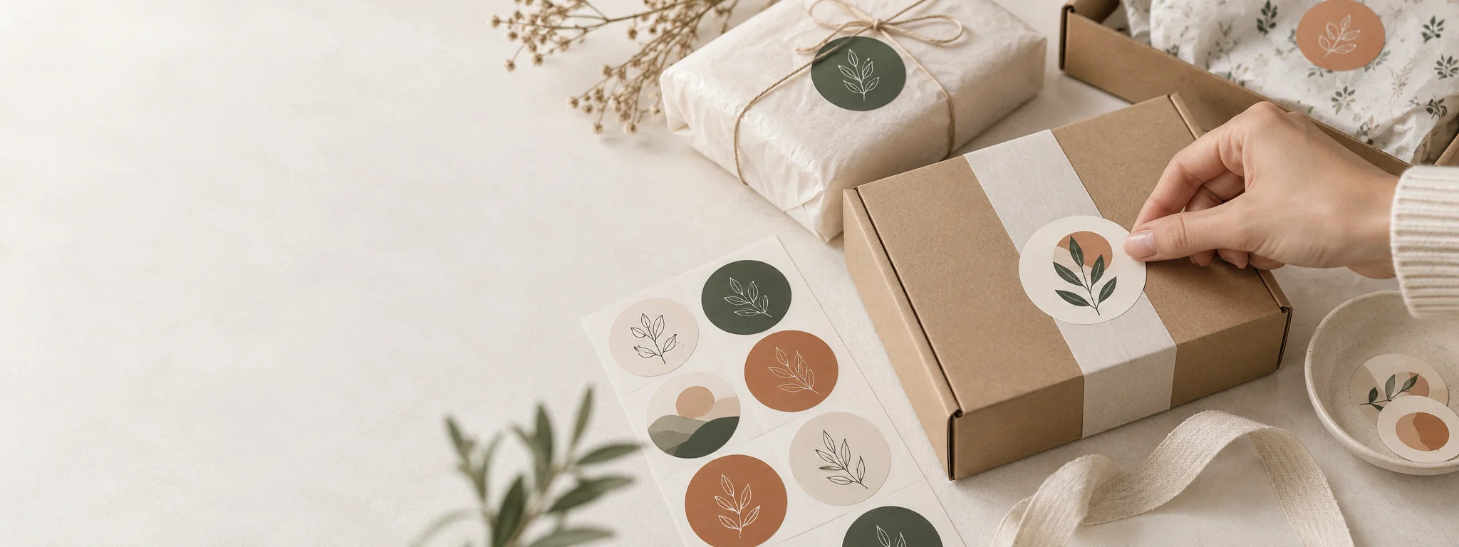 Custom logo stickers on premium small business packaging